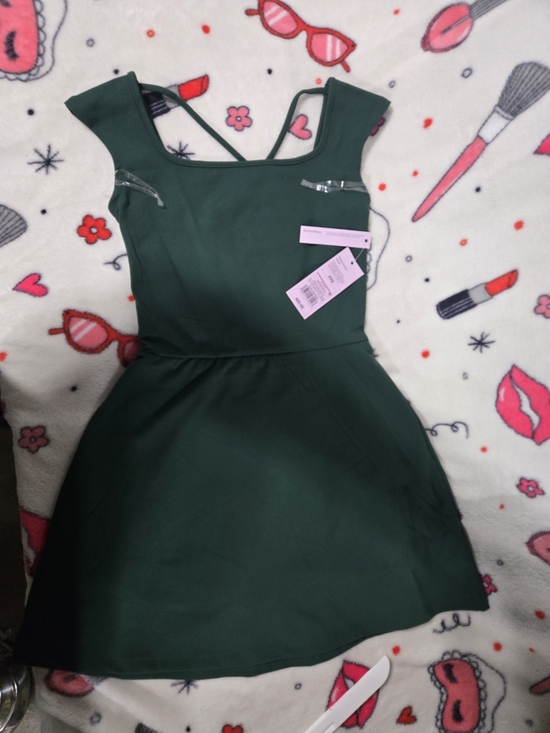 Butter Pants - Butter Dark Green Mini Dress with Cross-Back Straps